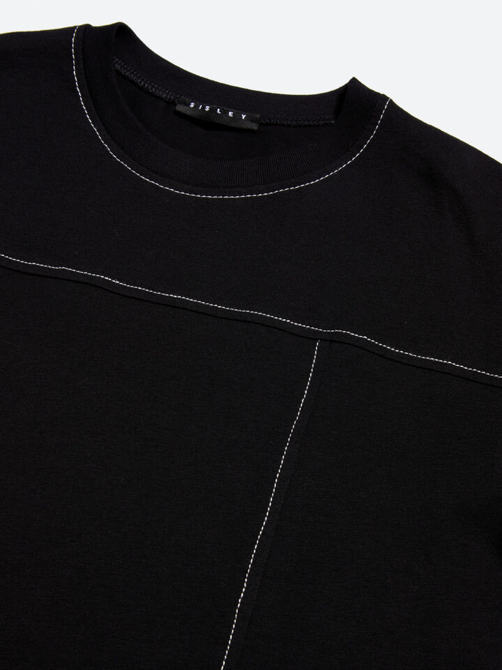 T-shirt à étiquette siglée - null - Noir | Sisley Young image number 2